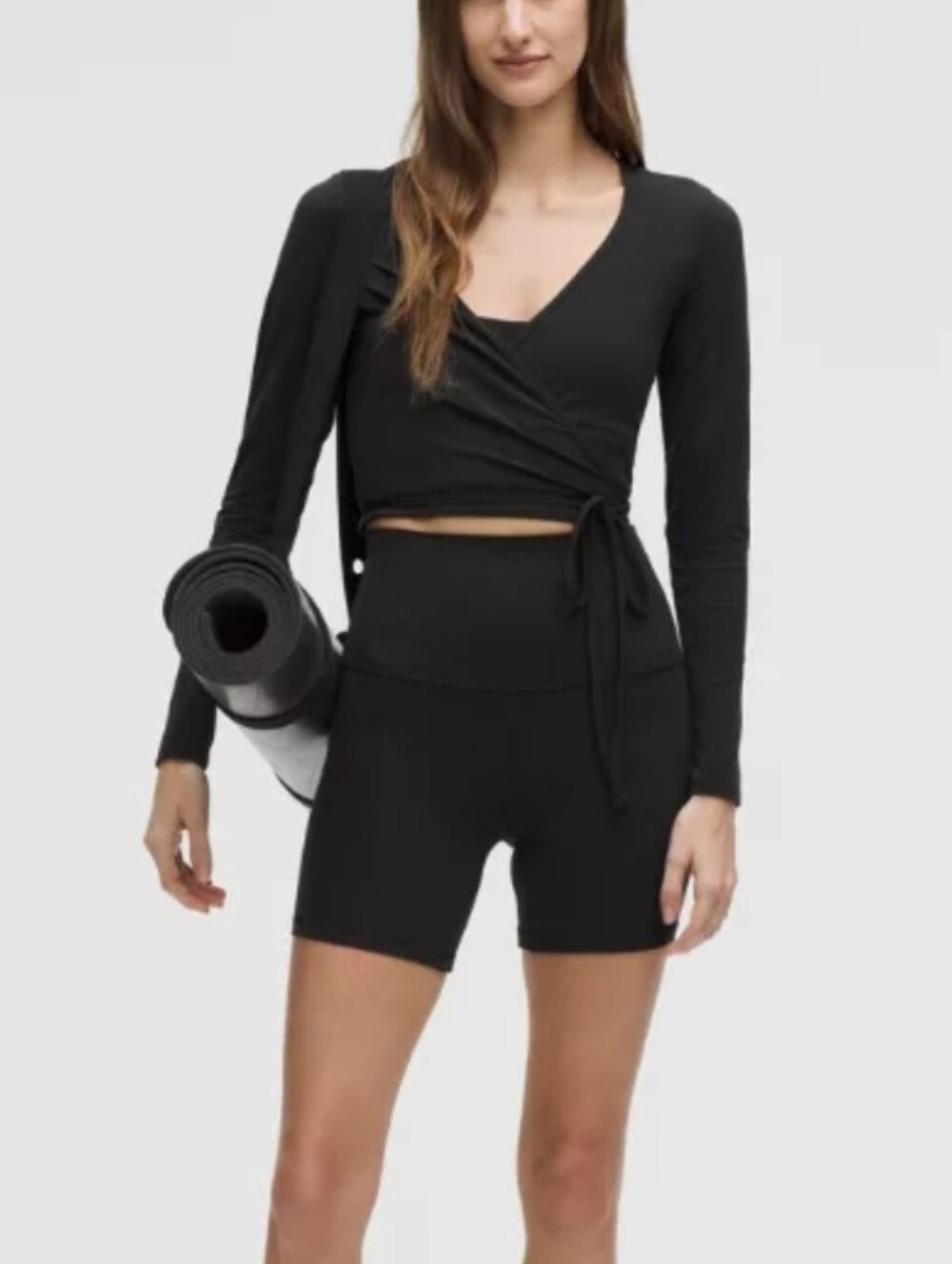 Lululemon Black Long-Sleeve Cropped Wrap Size 2